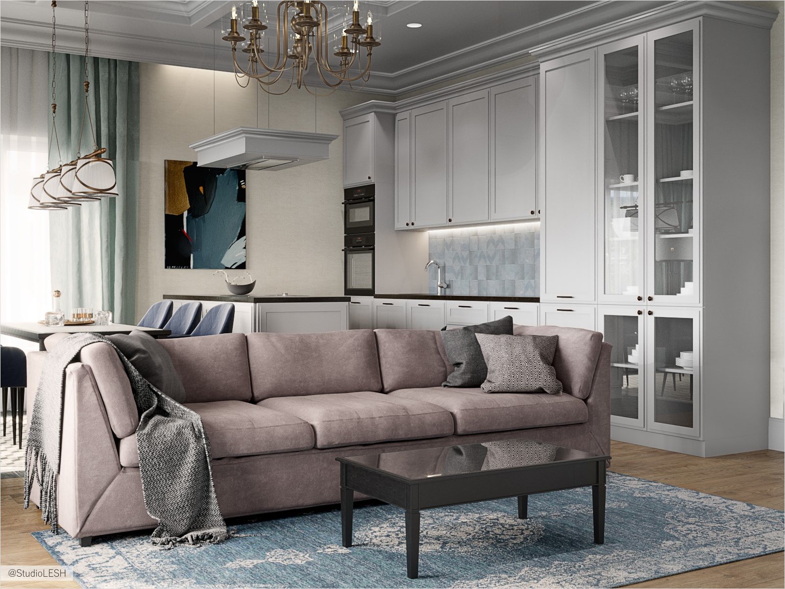 Классическая кухня-гостиная