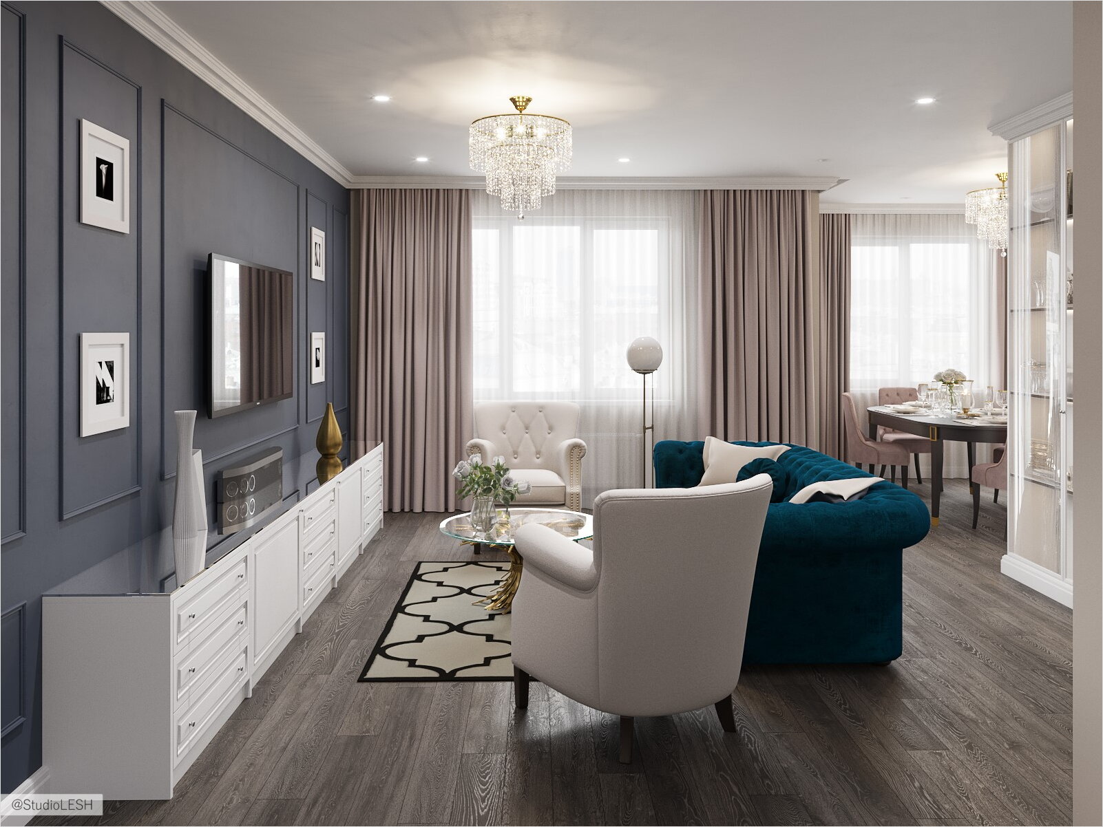 Классическая гостиная в Москве