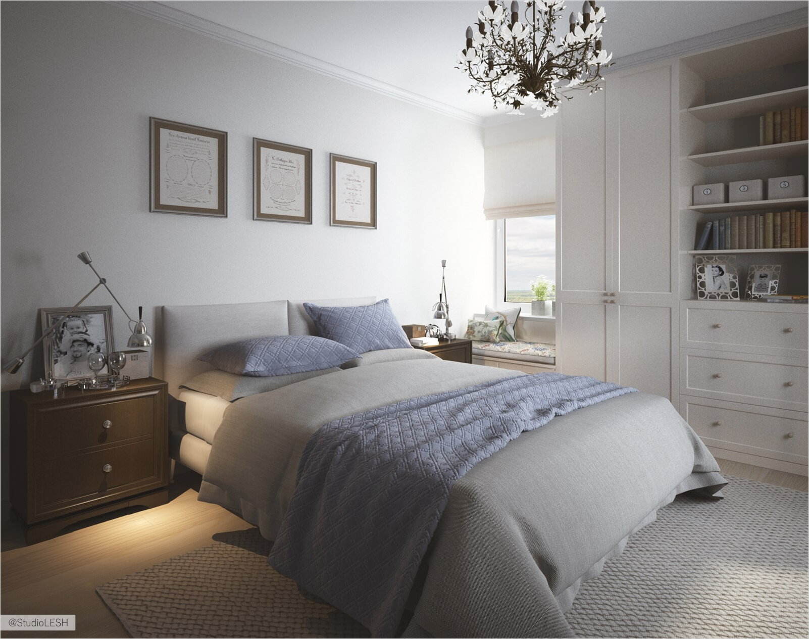 Спальня в светлых оттенках