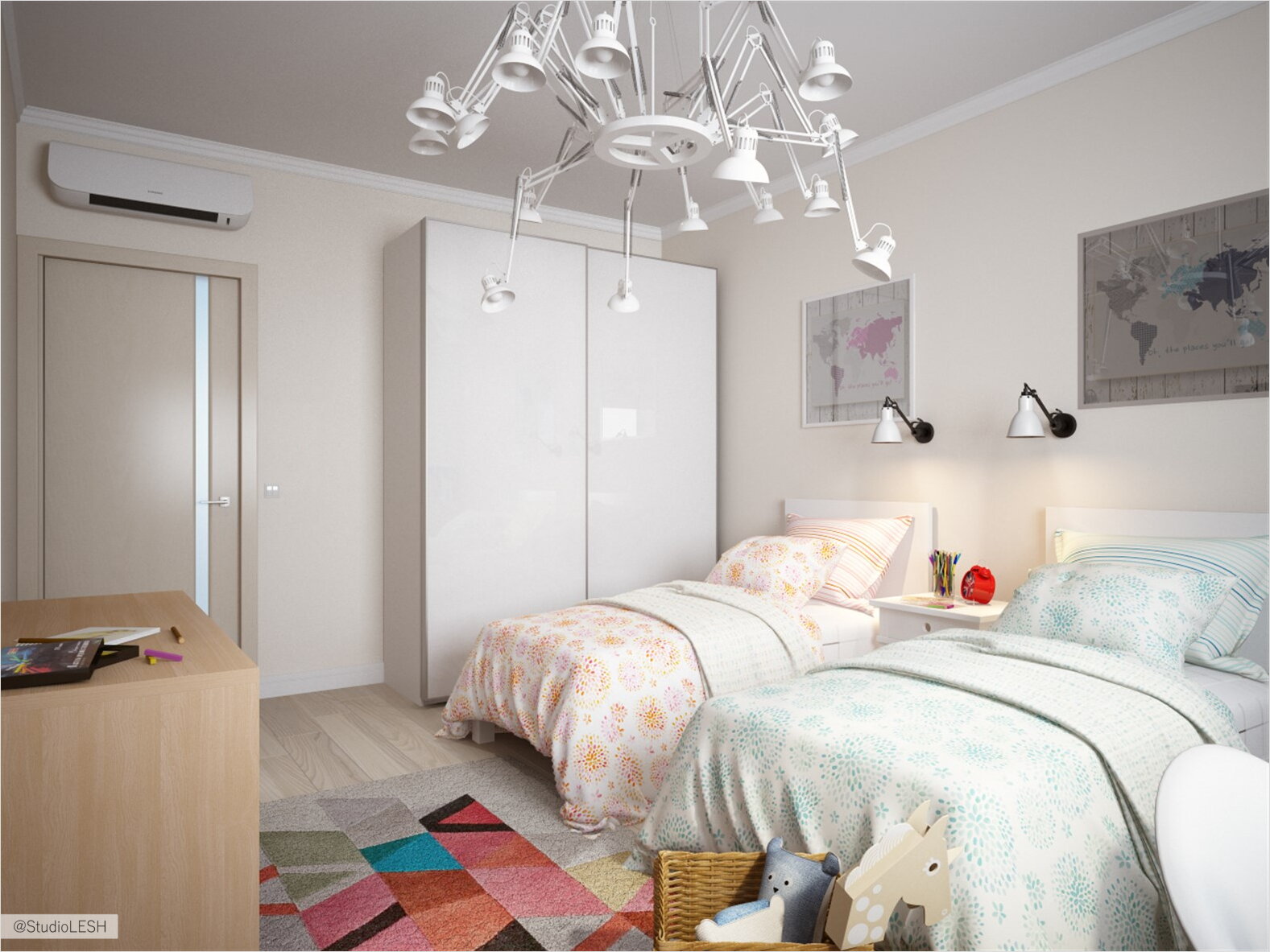 кровати в детской комнате