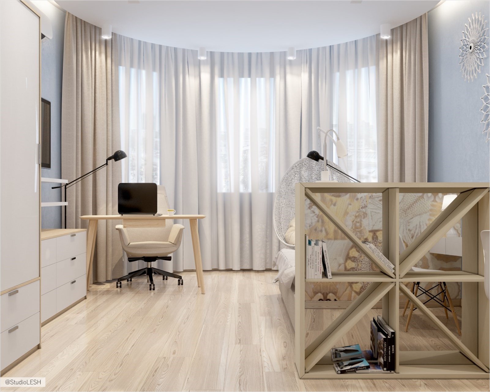 дизайн спальни с эркером