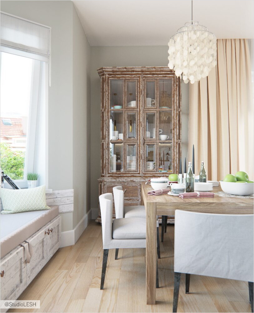 Состаренный Винтажный стеллаж в интерьере