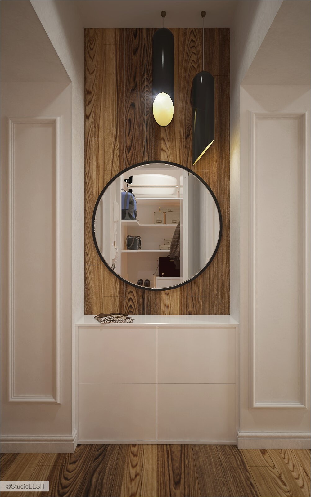 Гостиная круглое зеркало