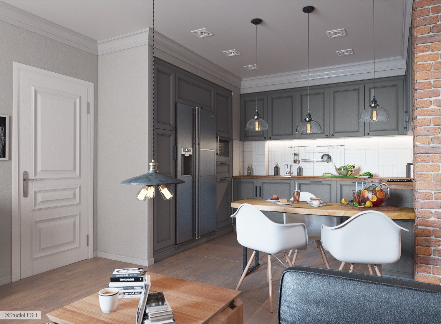 Кухня-гостиная в стиле лофт