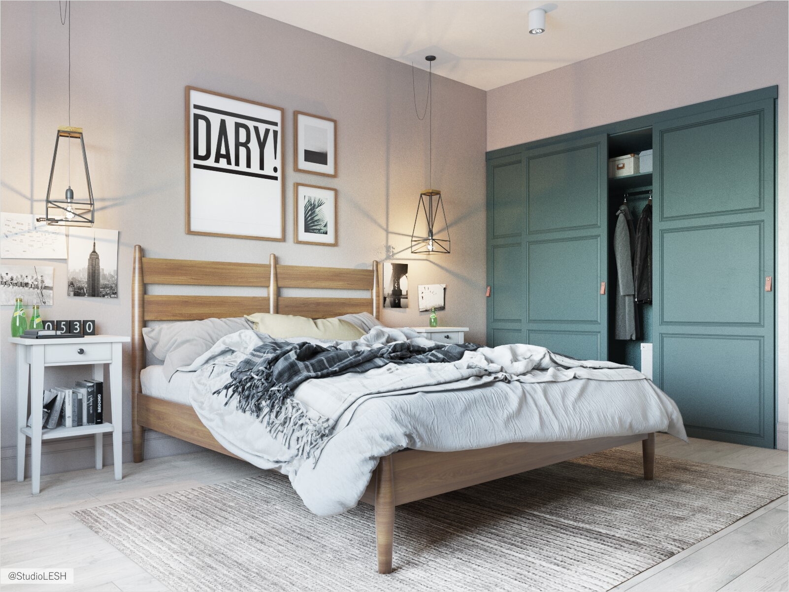 Спальня в хотодных отттенках