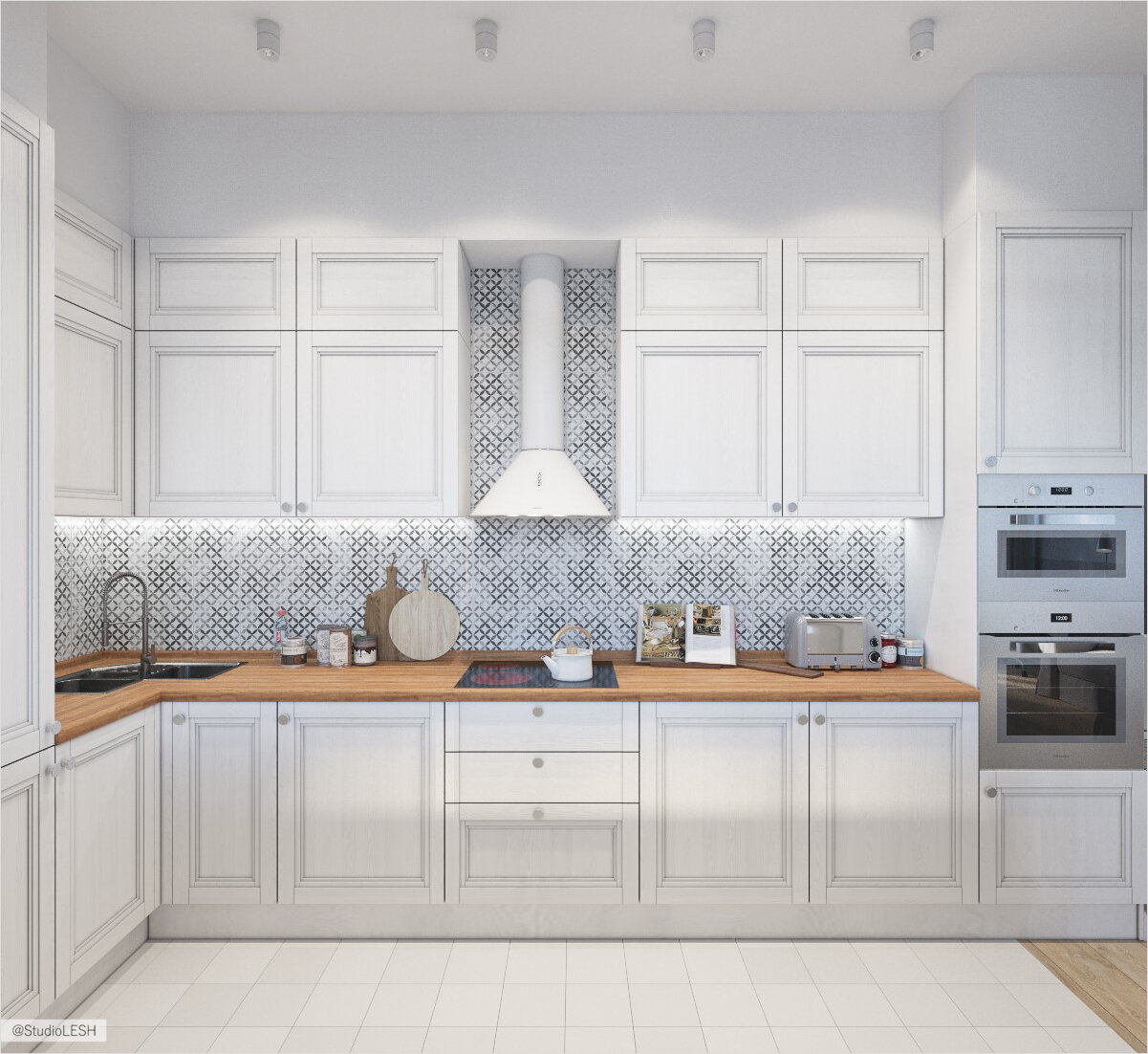 Красивая белая кухня