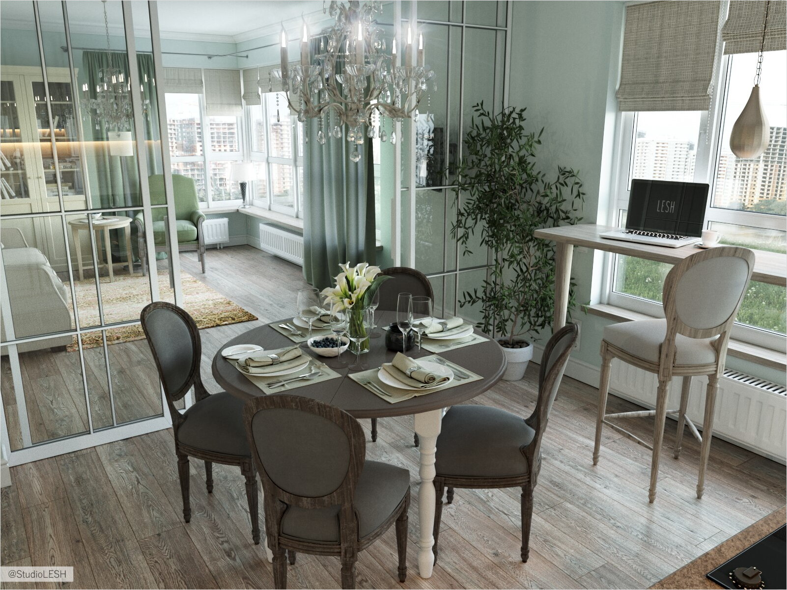 Классическая кухня со столовой группой