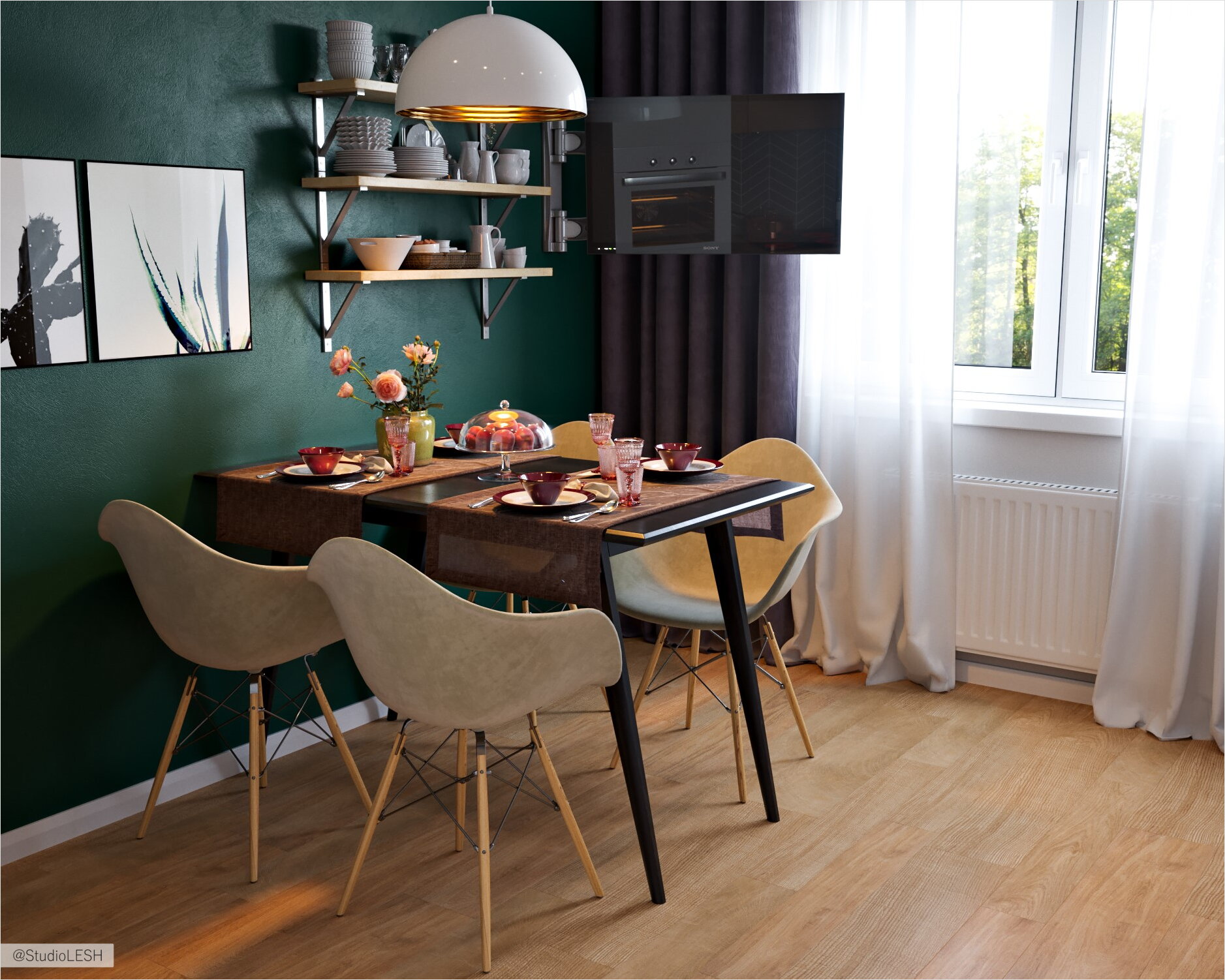 Обеденный стол, дизайн кухни