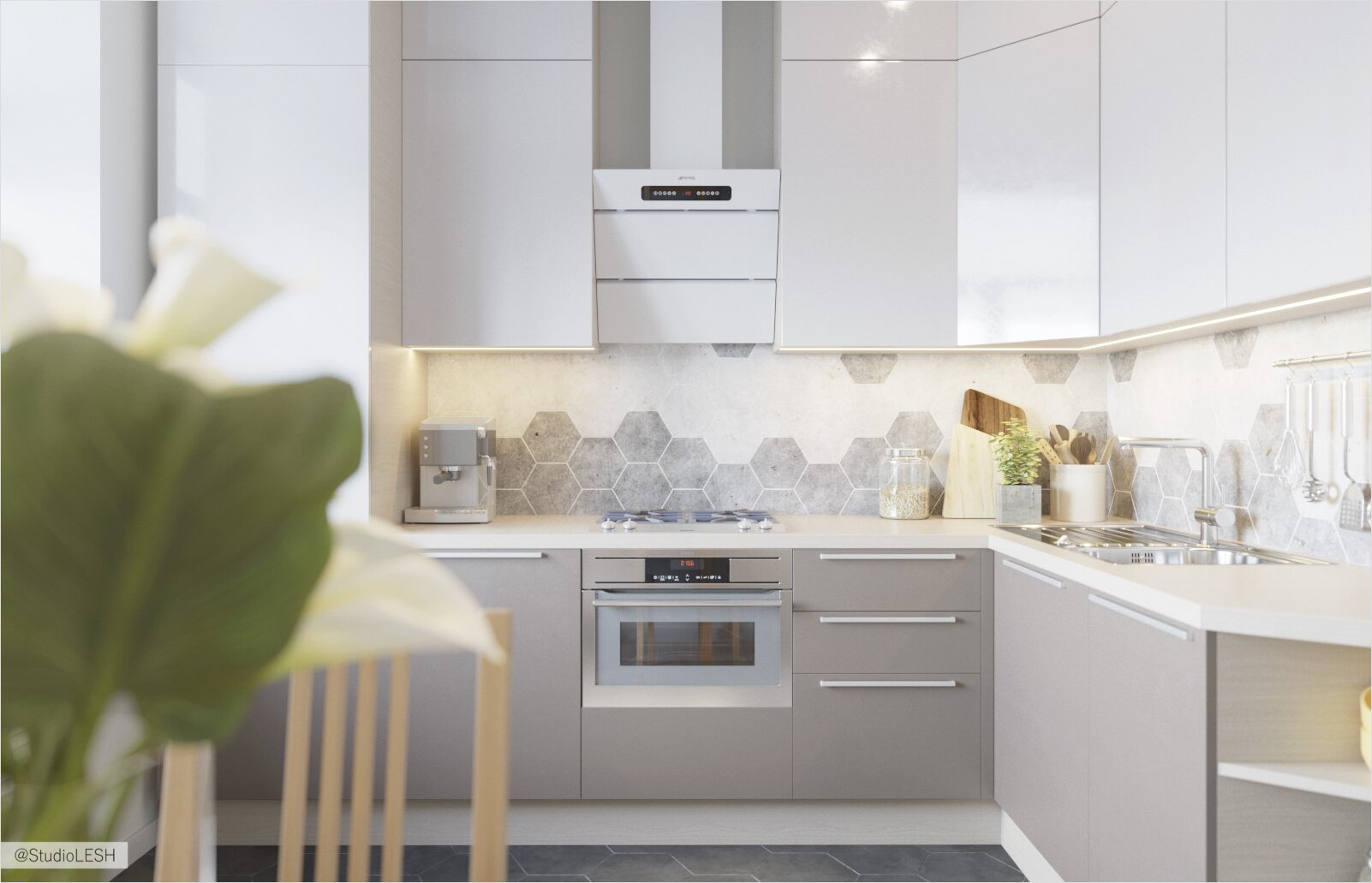 Кухня в кофейных тонах