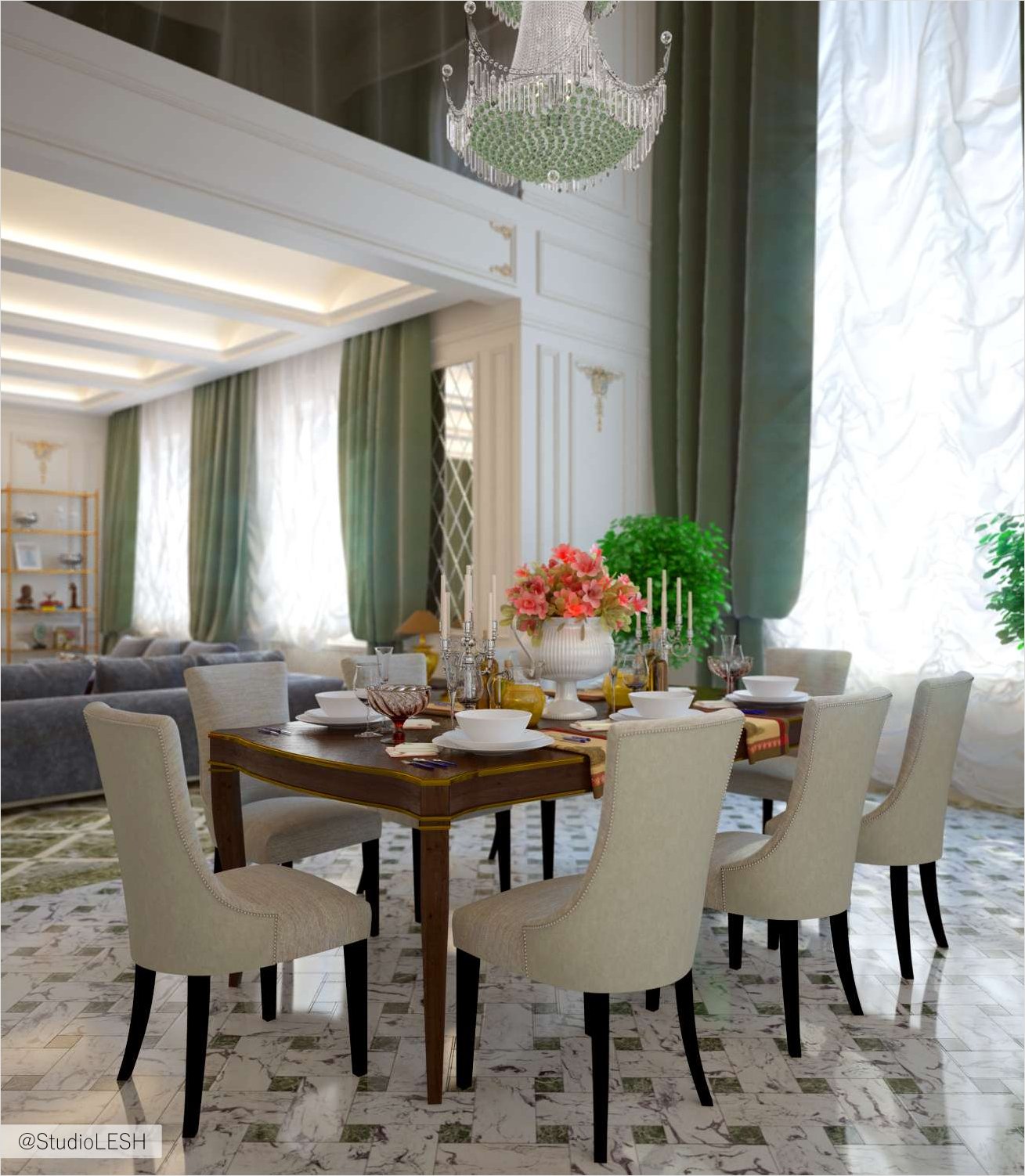 Дизайн интерьера столовой зоны загородного дома