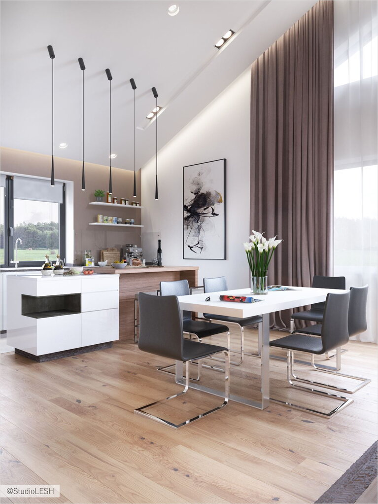 Оформление столовой в пригородном доме 