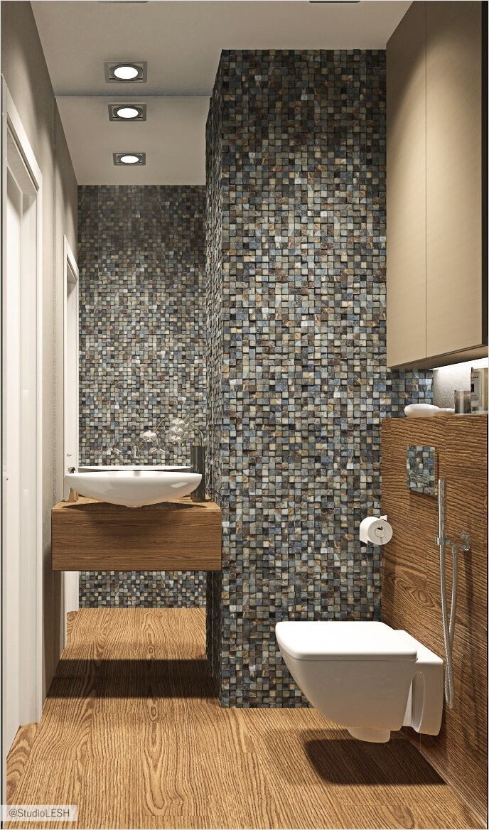 Большое зеркало в санузле, подвесной унтиз