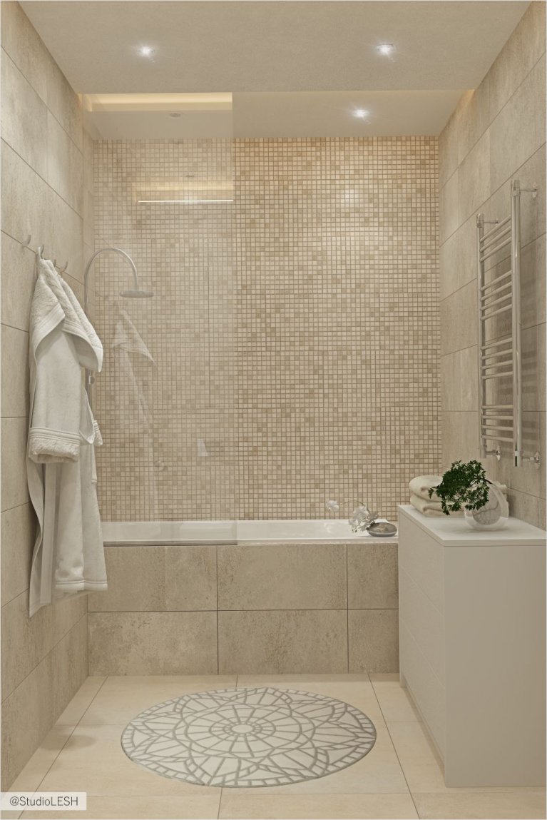 Дизайн интерьера ванной в бежевом цвете 