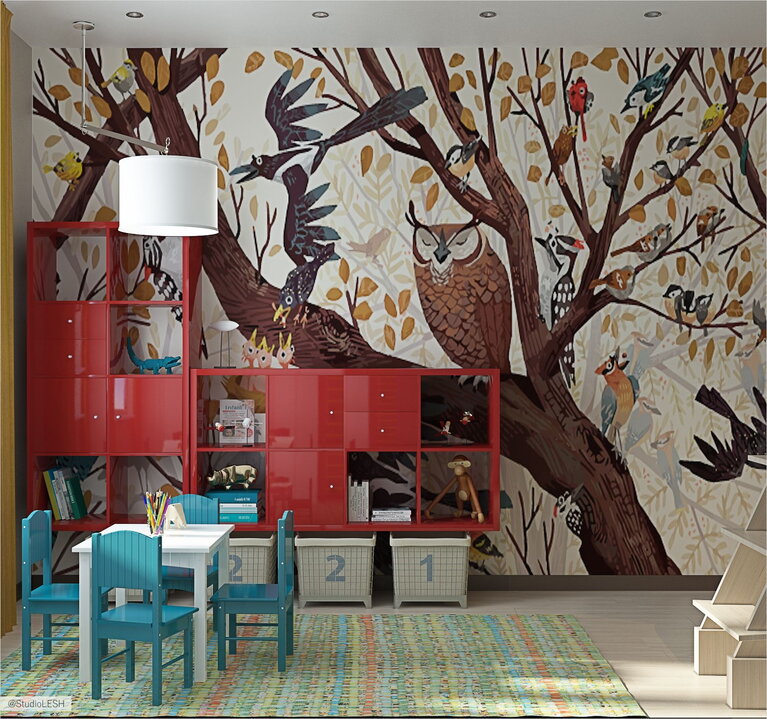 Рисунок на стене в детской комнате 
