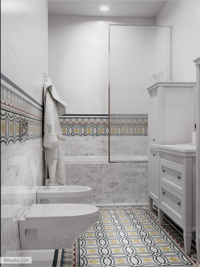 Белый интерьер в ванной