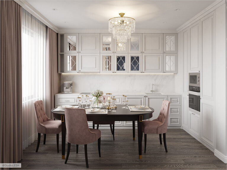 Белая классическая кухня