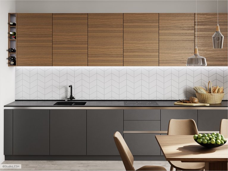 Современная кухня с разными фасадами
