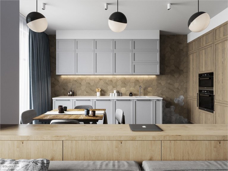 Дизайн интерьера кухни в коричневом цвете