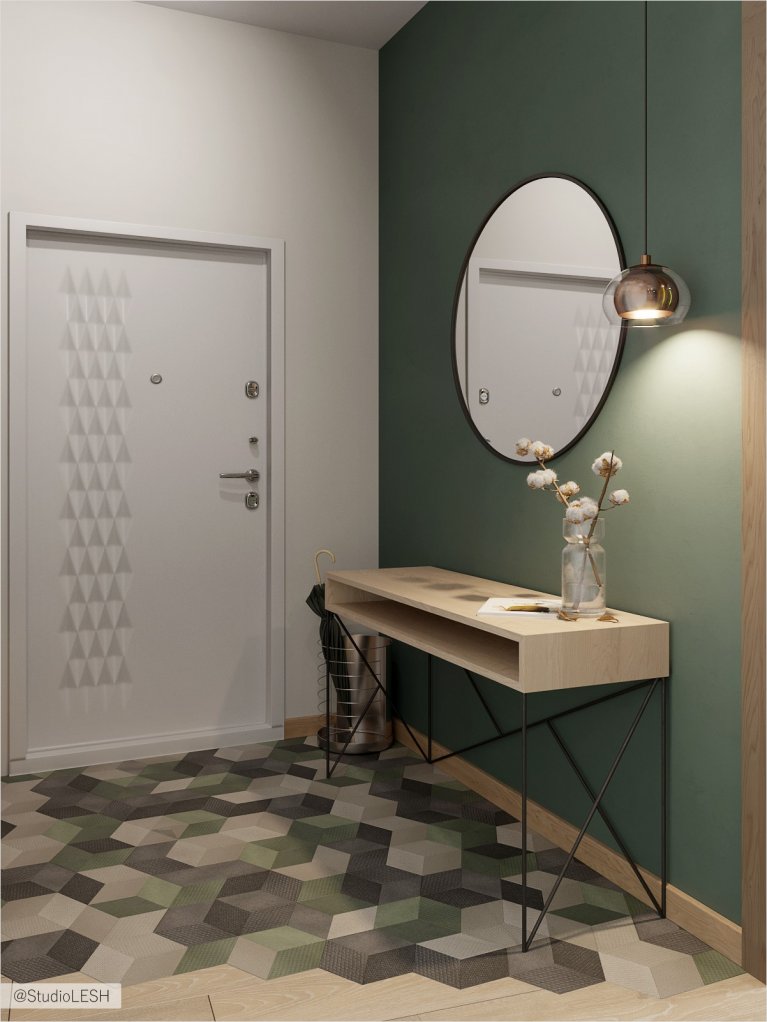 Прихожая в зеленом цвете 