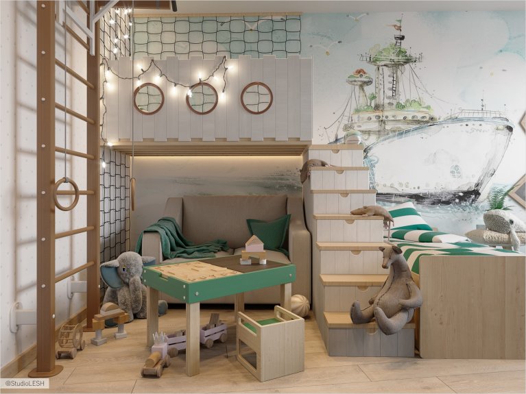 Детская комната в морском стиле 