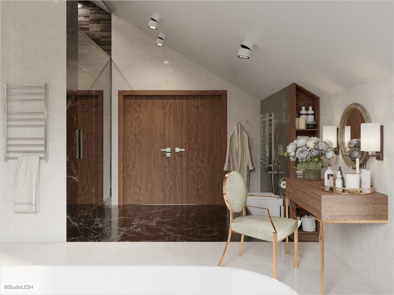 Bathroom on the attic floor