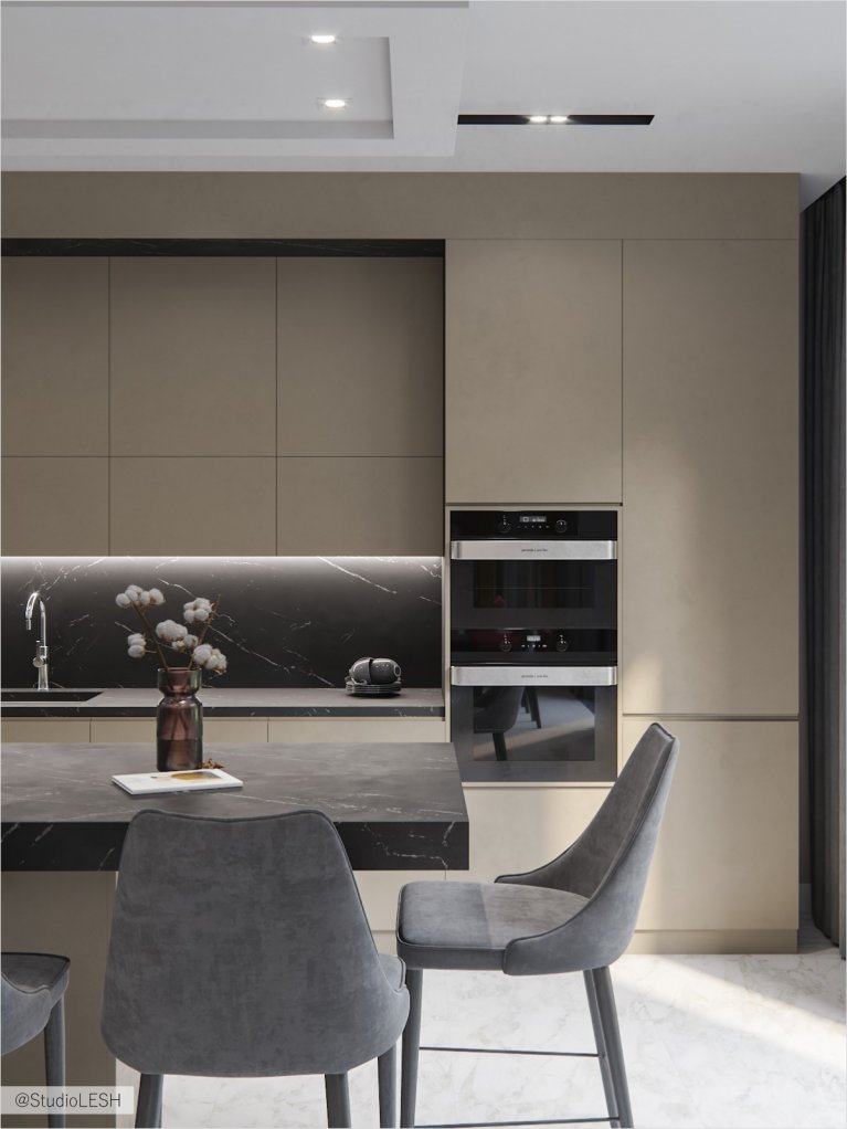 Kitchen in grey colours