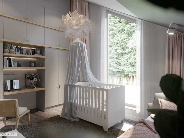 Children's room with large window