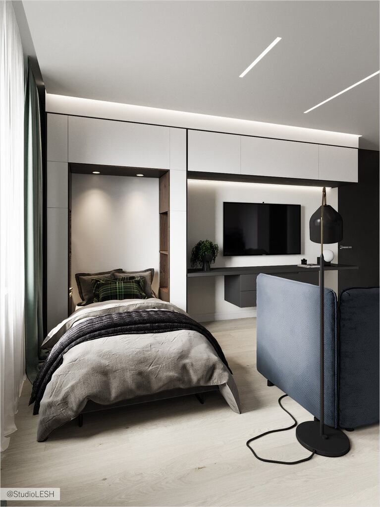 Closed module with extra bed