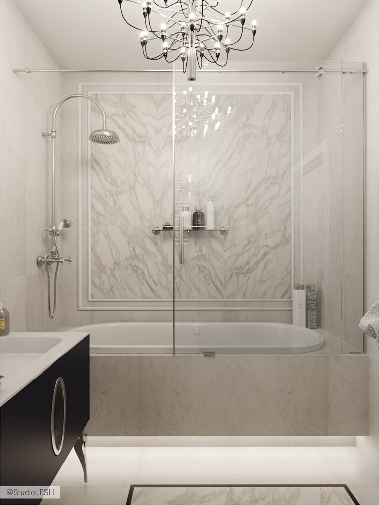 Glass curtain in neoclassical style