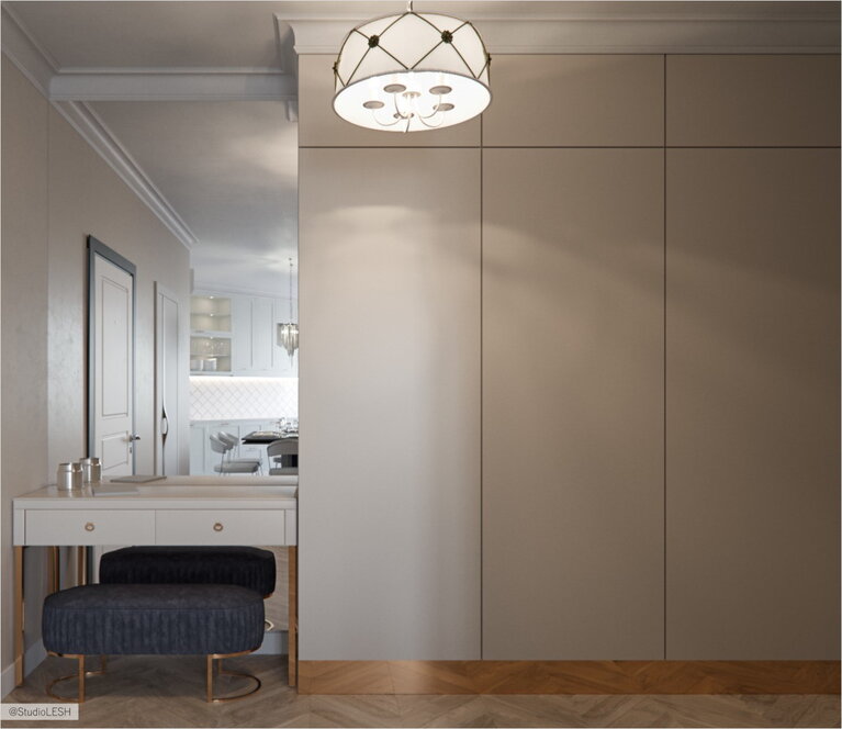 Laconic console at lobby wuth chair