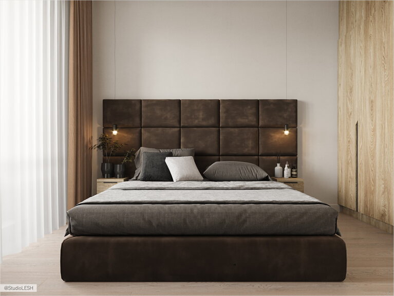 Cosy bed in scandinavian style