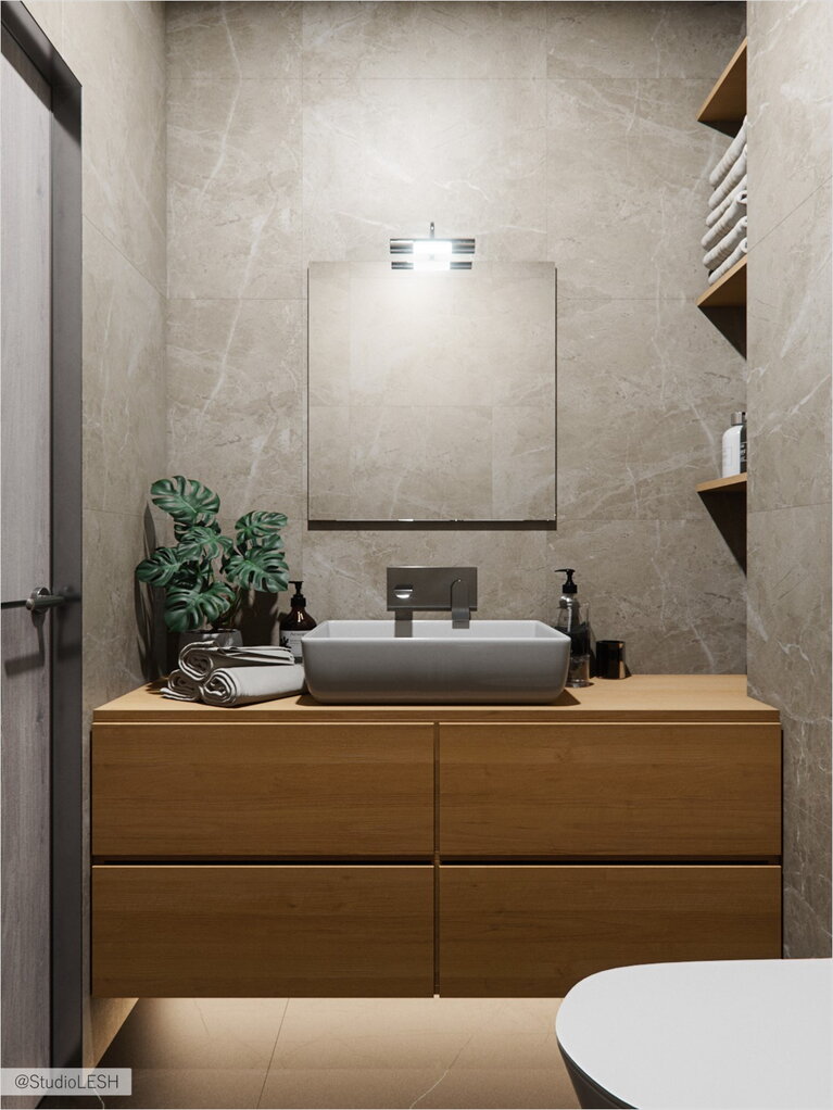 Soaring case in the bathroom