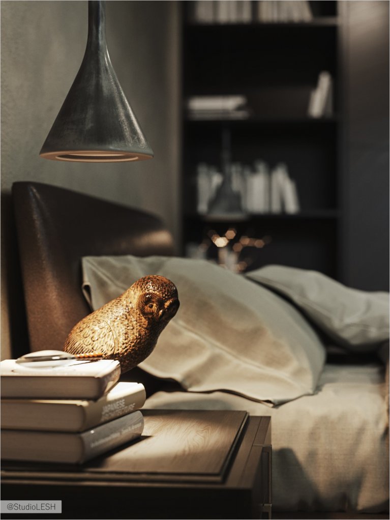 Nightstand with books in the bedroom