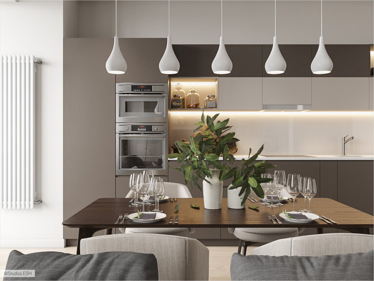 Spacious dining room for a big family