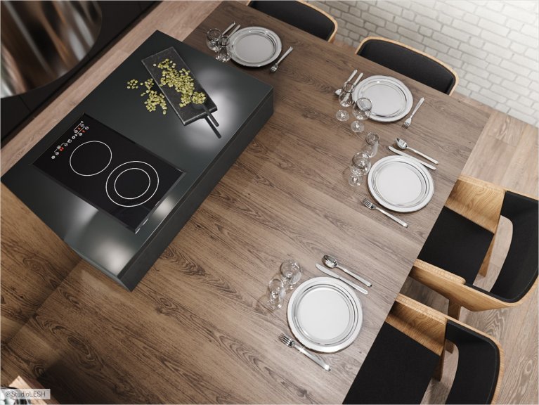 Dining zone in the cooking zone