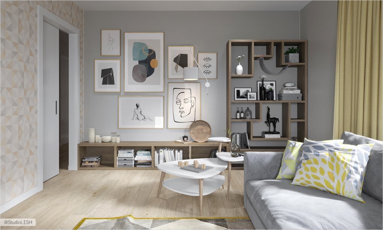 Wooden cupboard in living room