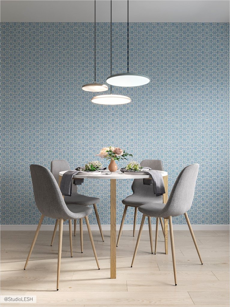 Walls emphasis in the kitchen with lamps from designers