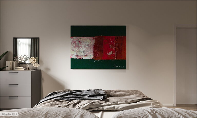  Minimalistic bedroom with an art