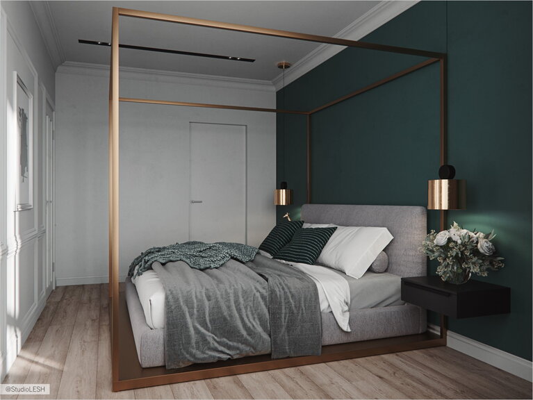  Frame double bed in a gold frame
