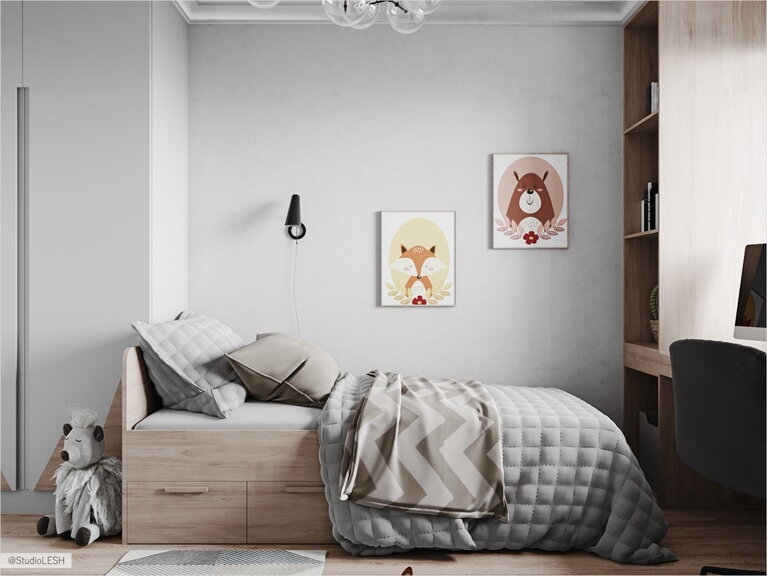  Bed with extra storage in the children's room