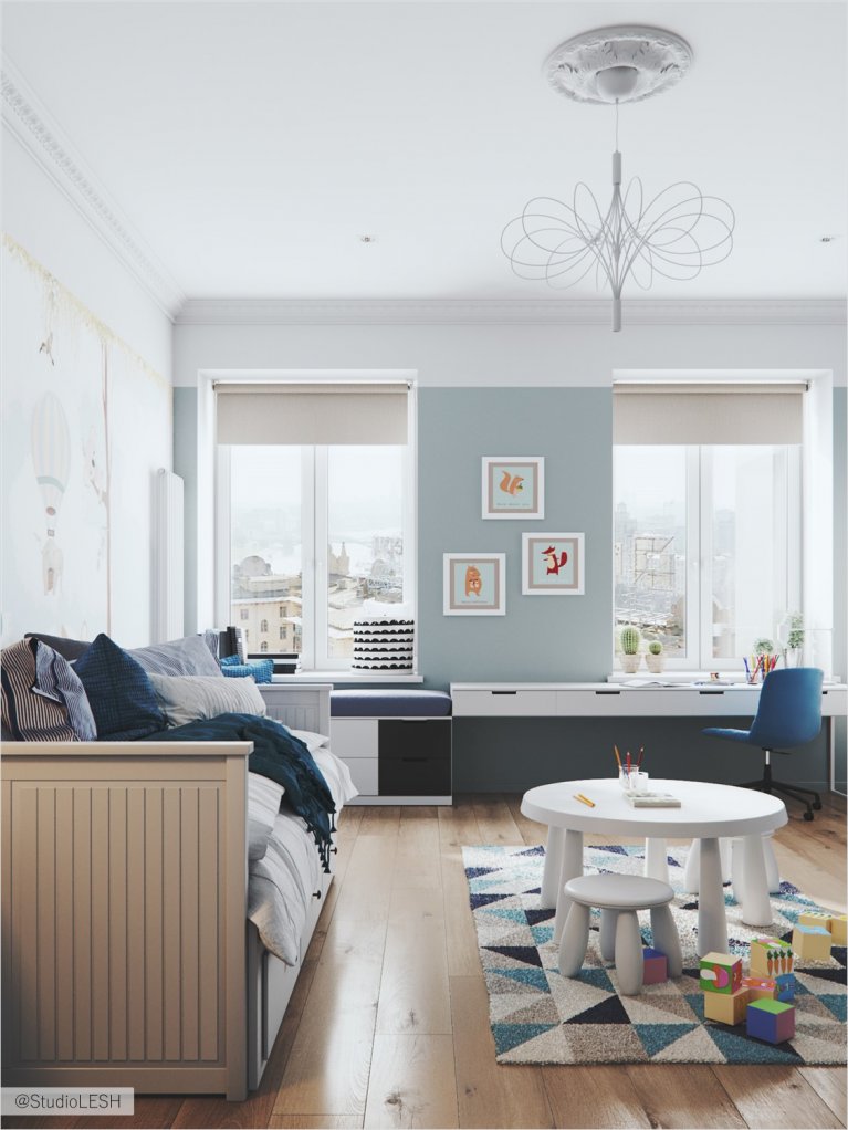  Play area in the children's room with children's table