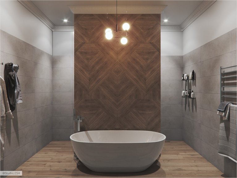  Bathroom in warm colors and interesting layout