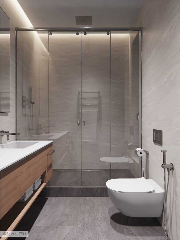 Shower room in a spacious apartment
