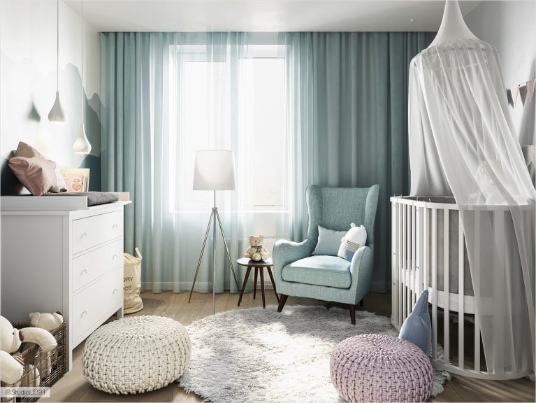 Light blue shades of children's room