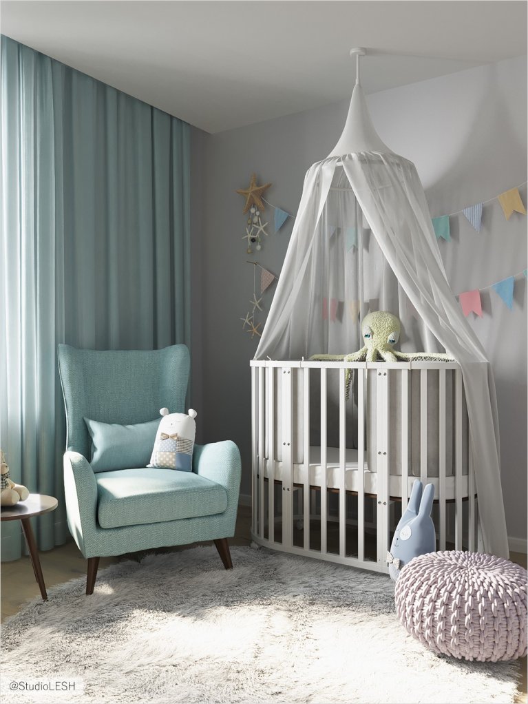 Custom-made cradle in the children's room