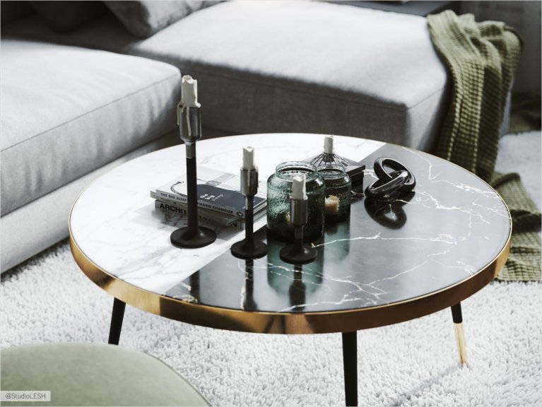  Coffee table made in the style of a modern classic with gold-plated elements