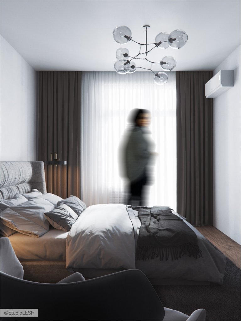  Large double bed in a modern bedroom