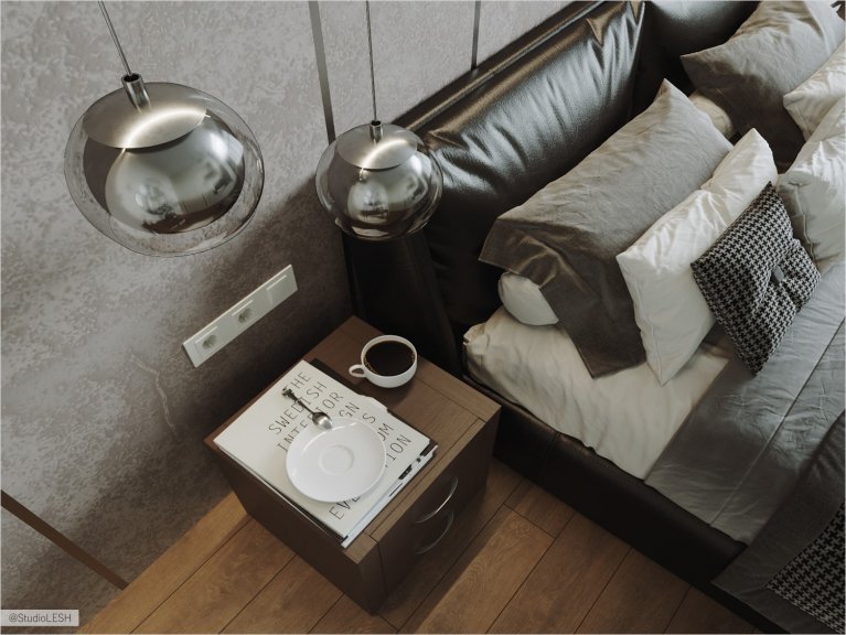 Contemporary bedroom in muted colors