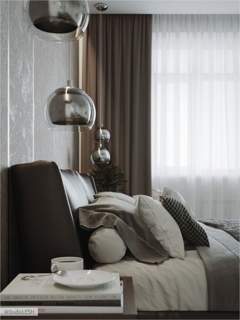  Modern bedside table in the bedroom