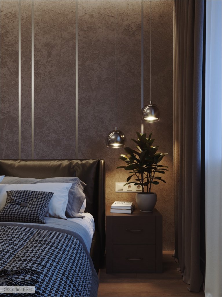  Velvet panels for comfort in a modern bedroom